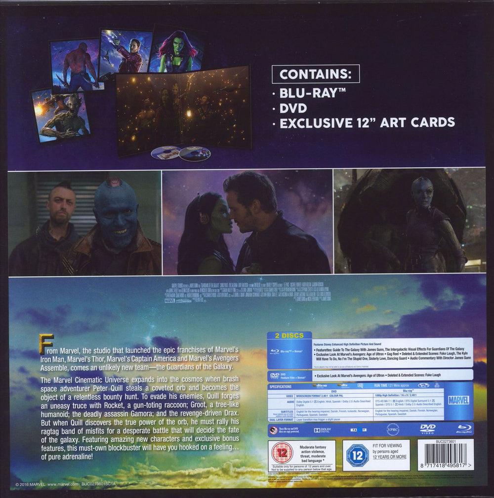 Marvel Guardians Of The Galaxy - Big Sleeve Edition UK Blu Ray DVD 8717418495817