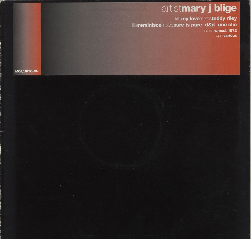 Mary J Blige My Love / Reminisce UK Promo 12" vinyl single (12 inch record / Maxi-single) WMCST1972