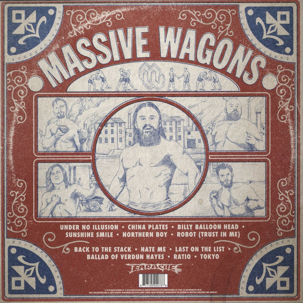 Massive Wagons Full Nelson - Clear W/ Red, White and Blue Splatter Vinyl + Shrink - Autographed UK vinyl LP album (LP record) 817195020788