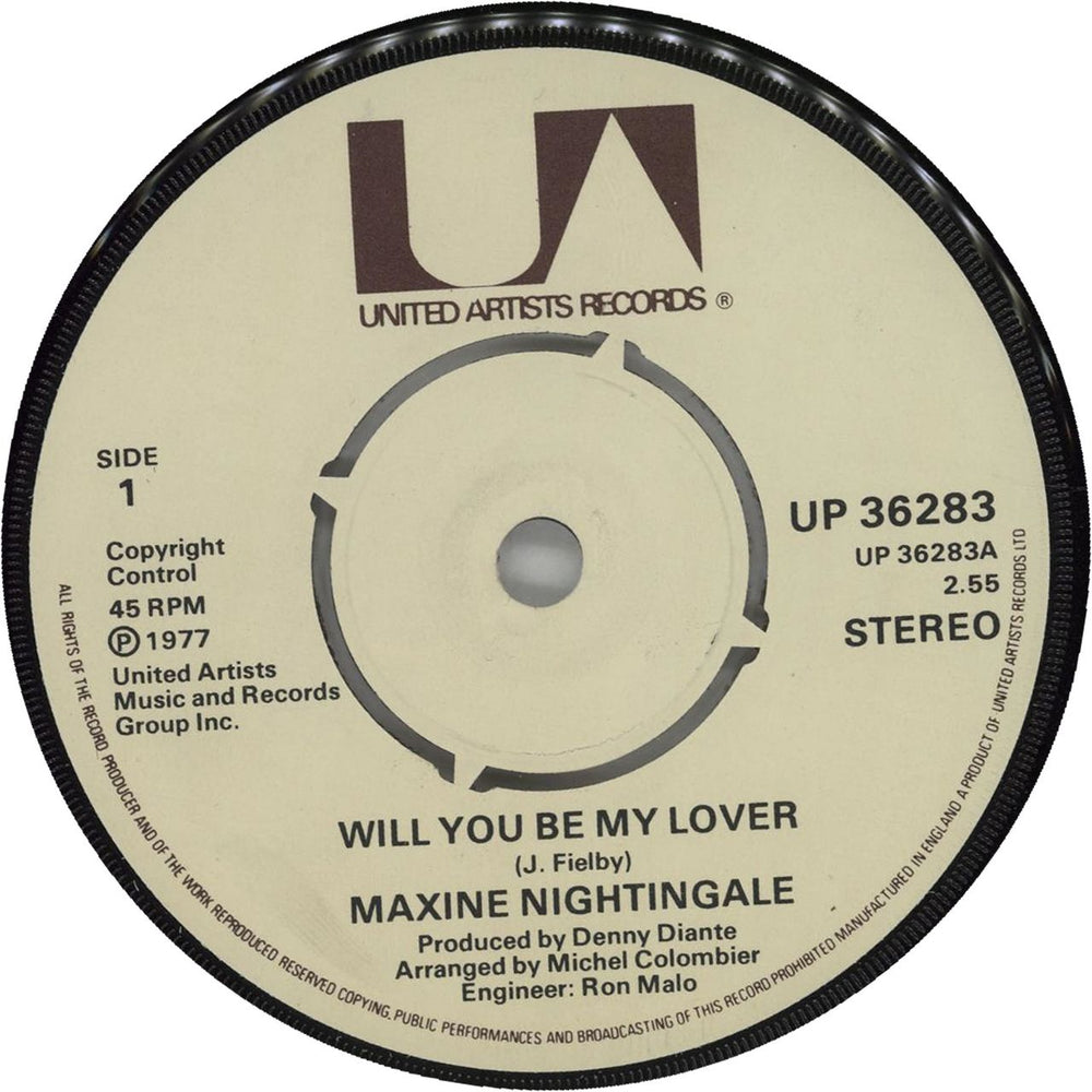 Maxine Nightingale Will You Be My Lover UK 7" vinyl single (7 inch record / 45) UP36283