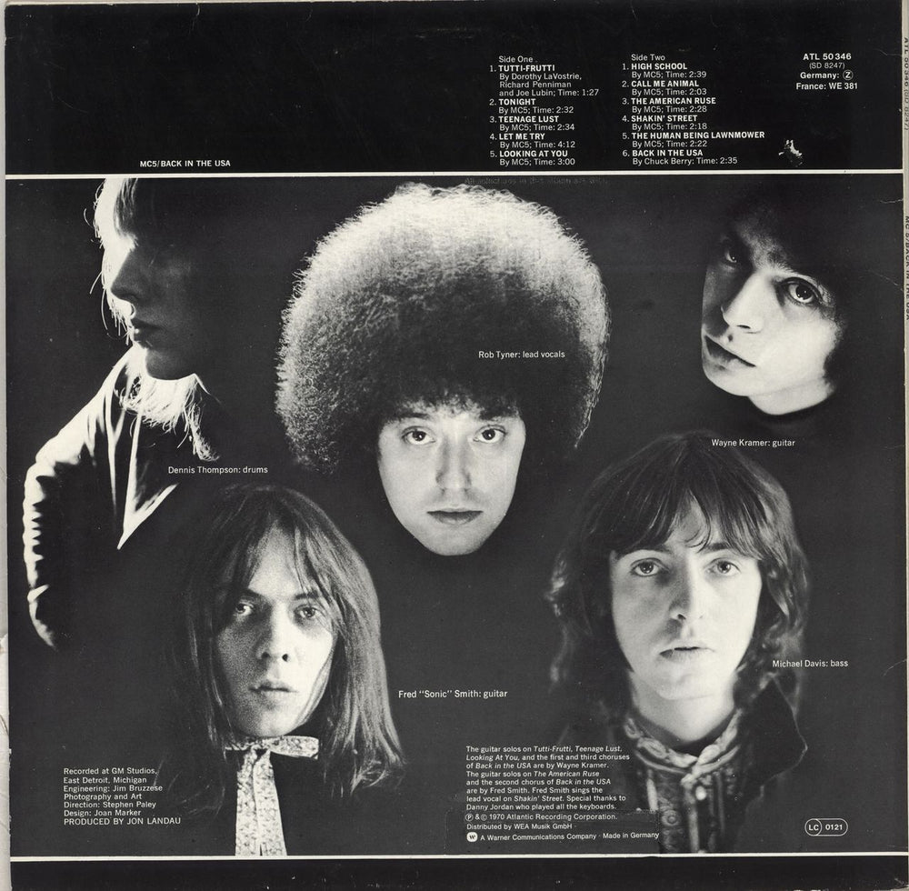 MC5 Back In The USA - EX German vinyl LP album (LP record) MC5LPBA712584