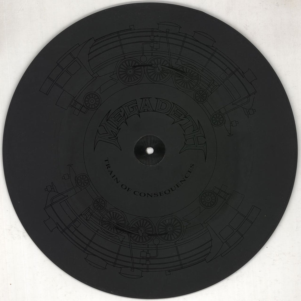 Megadeth Train Of Consequences - Etched UK 12" vinyl single (12 inch record / Maxi-single) MEG12TR721340