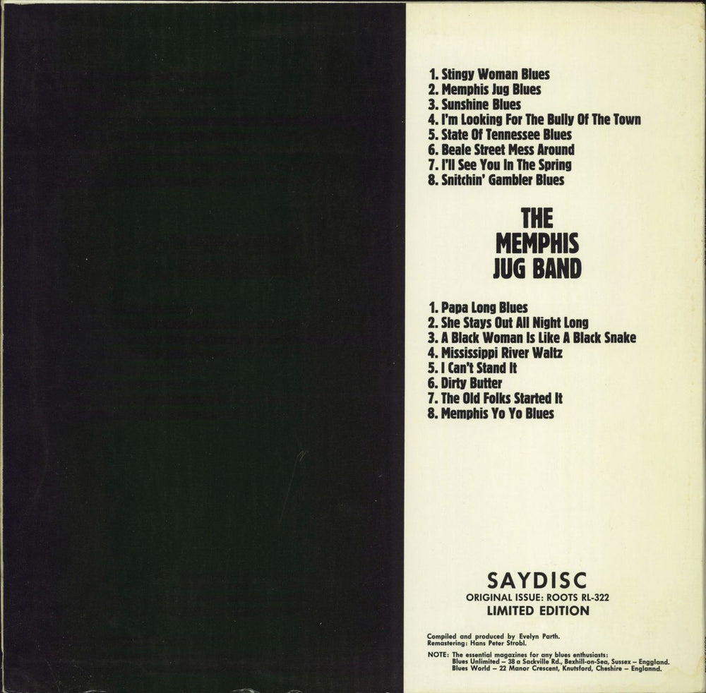 Memphis Jug Band Memphis Jug Band 1927-1929 Austrian vinyl LP album (LP record)
