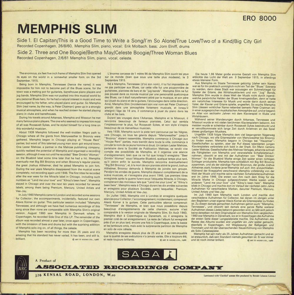 Memphis Slim Memphis Slim UK vinyl LP album (LP record)