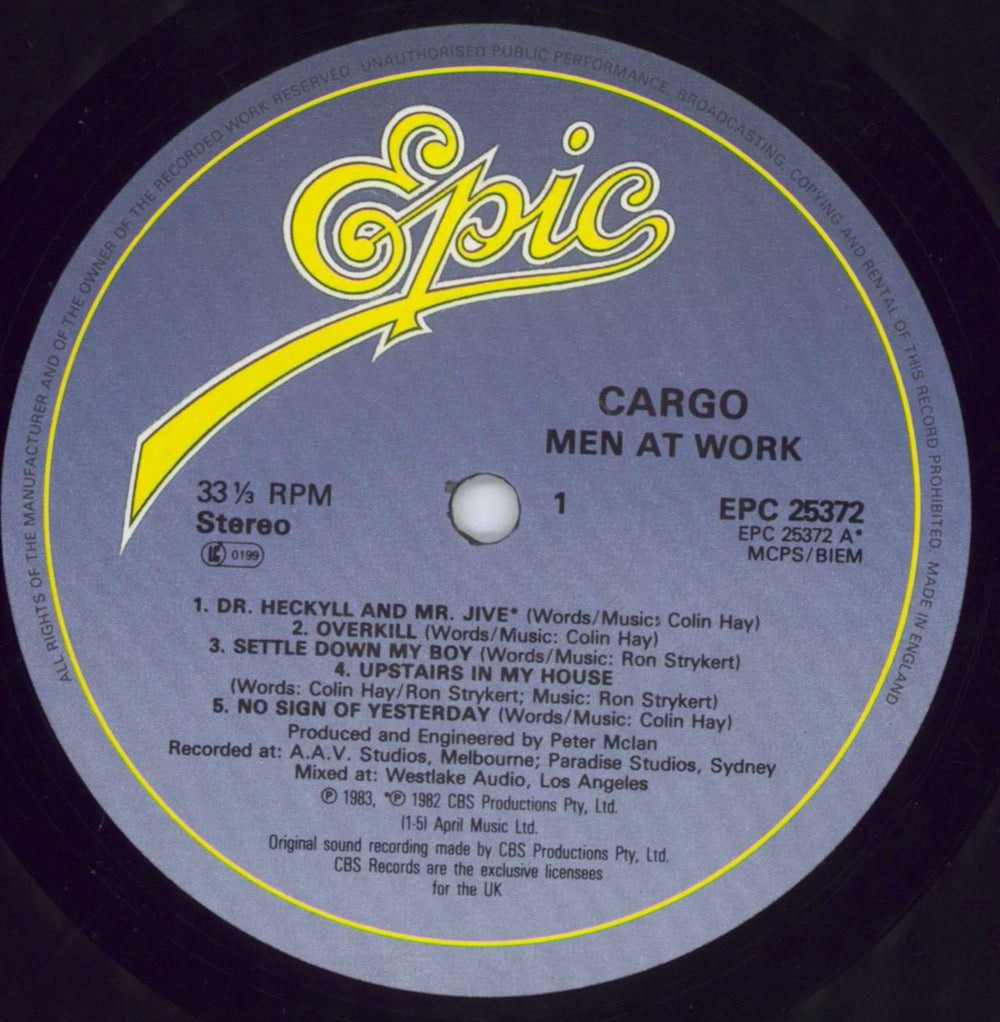 Men At Work Cargo - Open Shrink UK vinyl LP album (LP record) MENLPCA817770