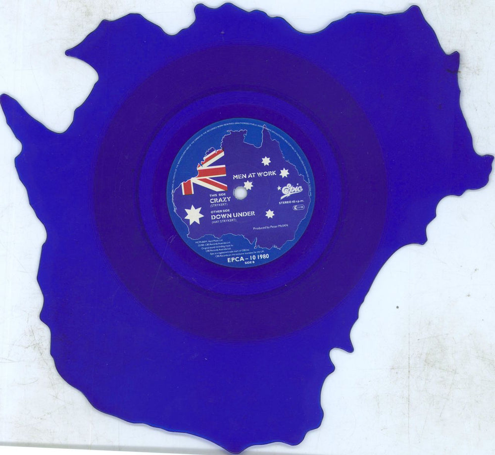 Men At Work Down Under - Australia Shaped - EX UK shaped picture disc (picture disc vinyl record)