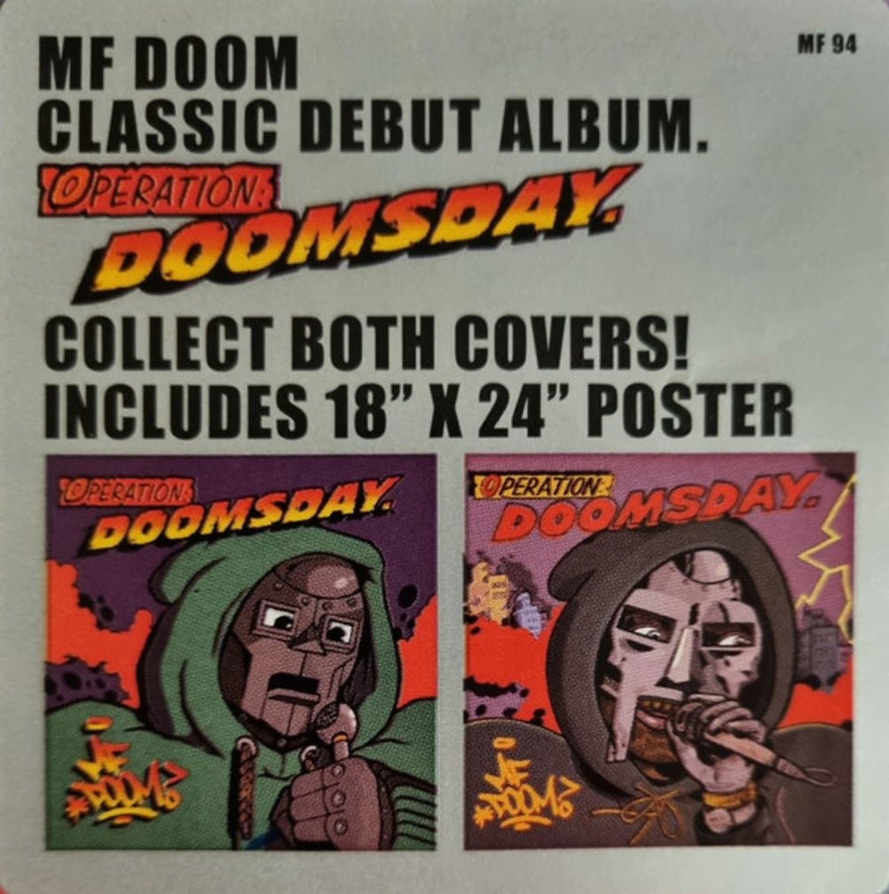 MF Doom Operation: Doomsday - Original Cover Art + Poster - Sealed UK 2-LP vinyl record set (Double LP Album) 829357009319