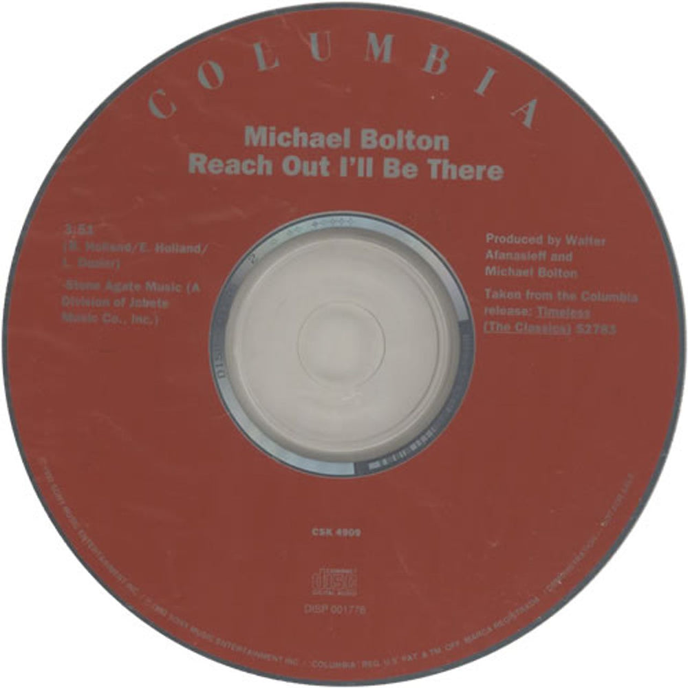 Michael Bolton Reach Out I'll Be There US Promo CD single (CD5 / 5") BOLC5RE28502