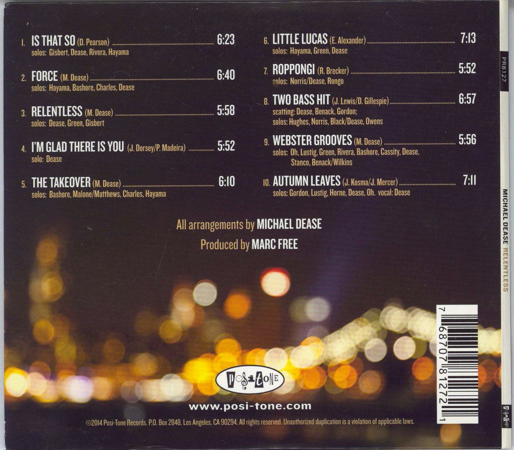 Michael Dease Relentless US CD album (CDLP) 768707812721