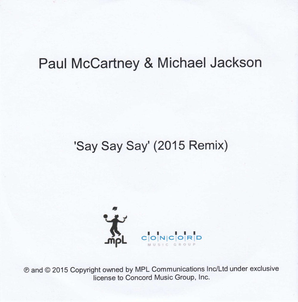 Michael Jackson Say Say Say UK Promo CD-R acetate M-JCRSA691094