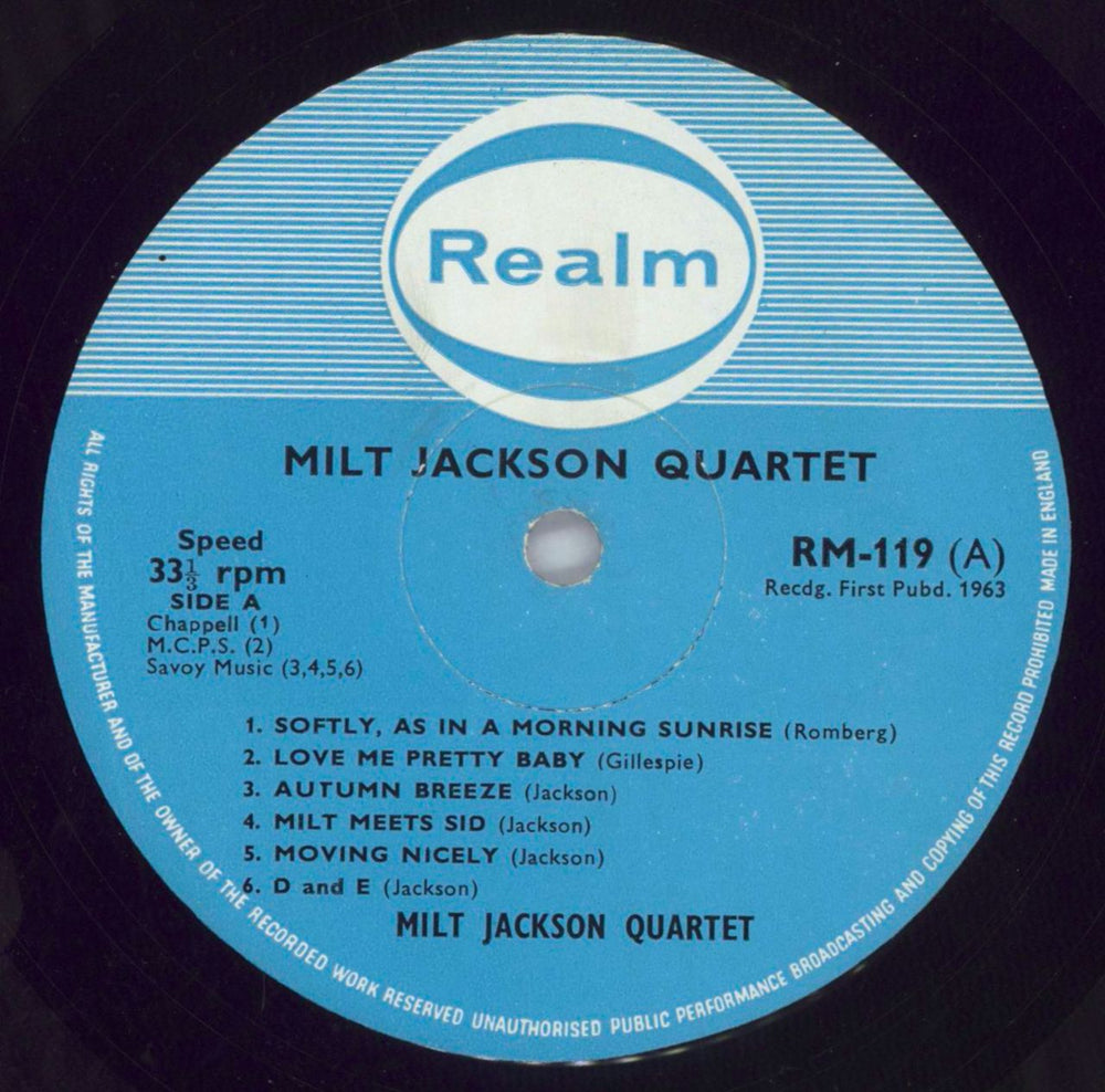 Milt Jackson Milt Jackson Quartet UK vinyl LP album (LP record) MJ1LPMI820048