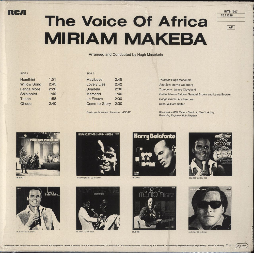 Miriam Makeba The Voice Of Africa German vinyl LP album (LP record)