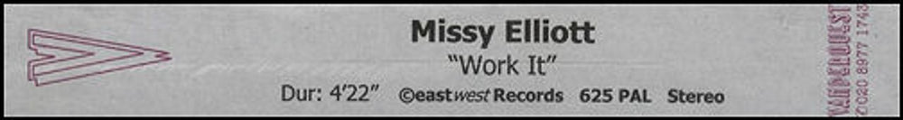 Missy Misdemeanor Elliott Work It UK Promo video (VHS or PAL or NTSC) PROMO VIDEO