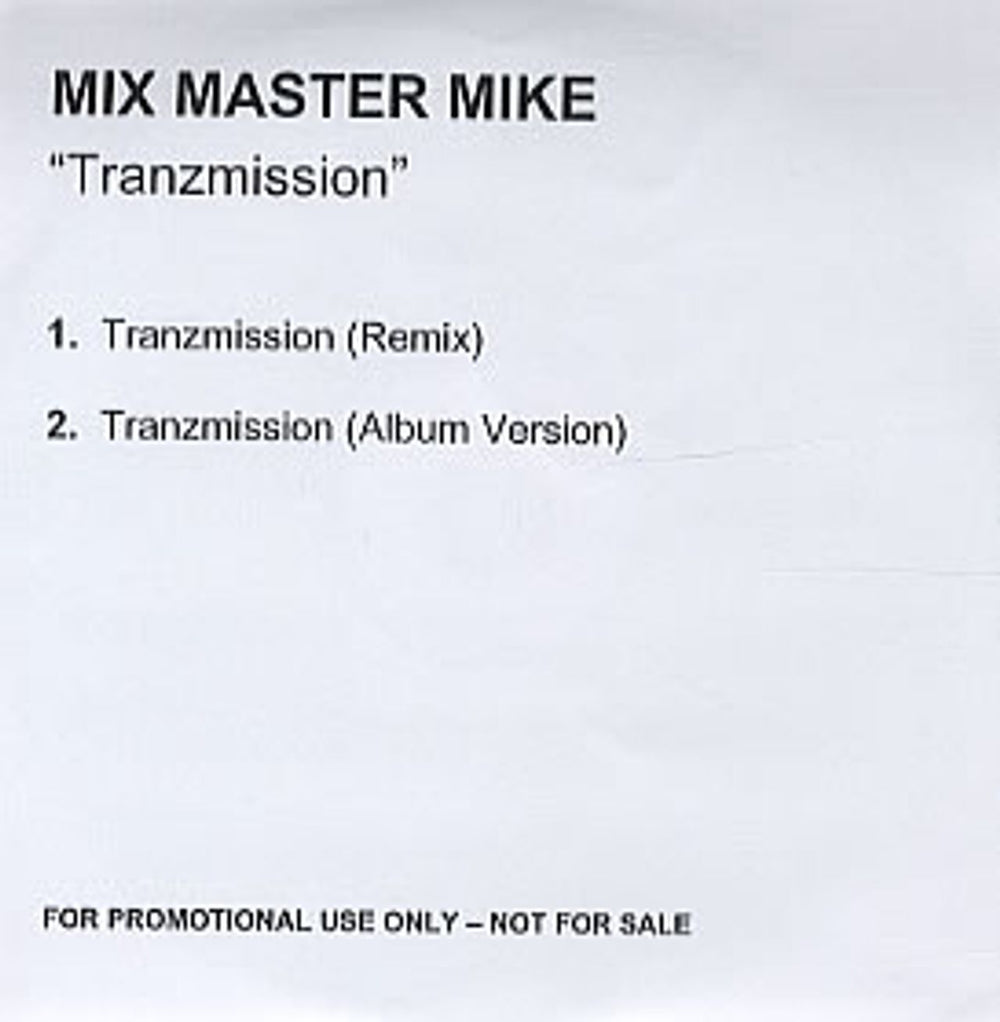 Mix Master Mike Tranzmission UK Promo CD-R acetate CD-R ACETATE