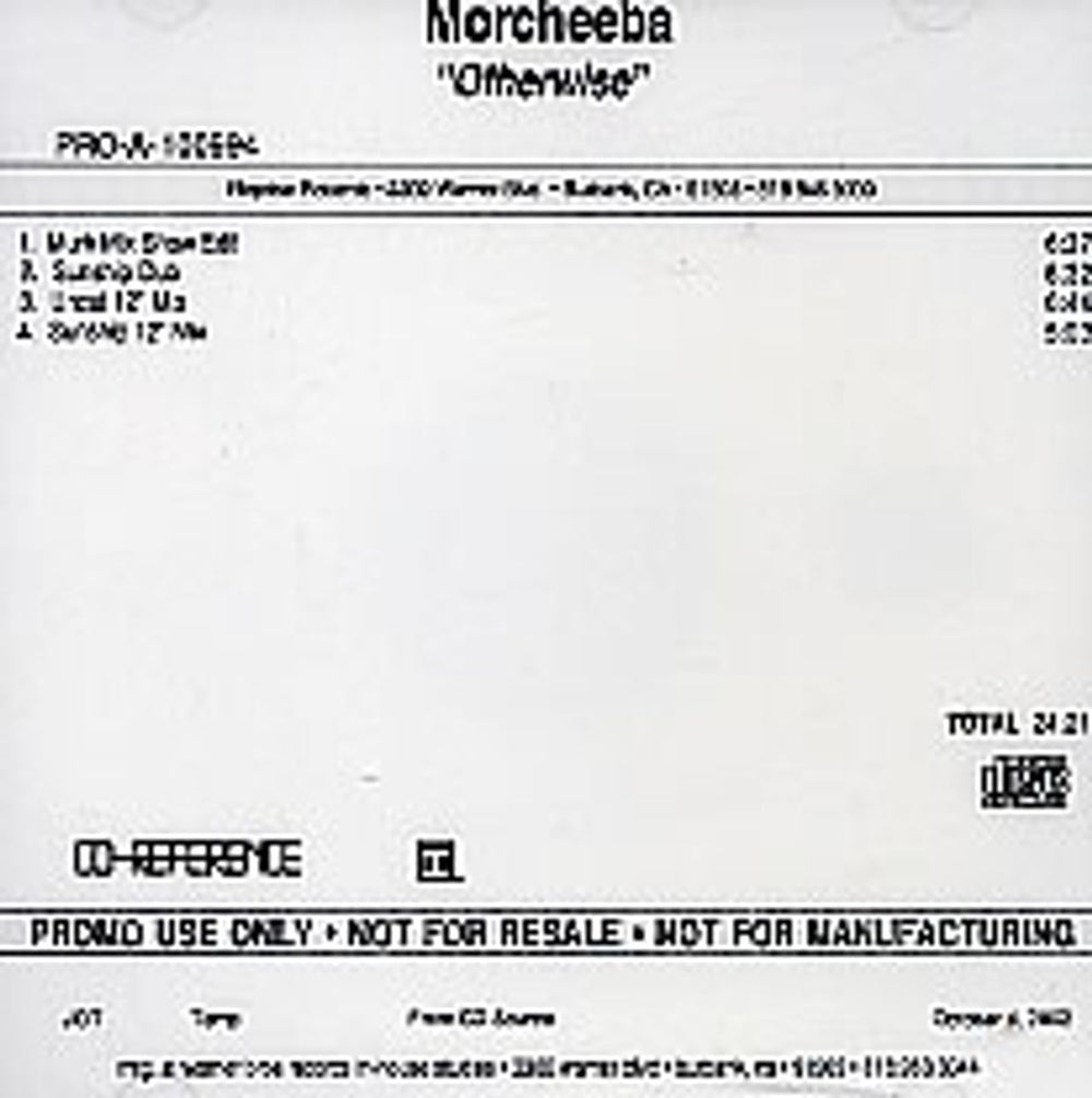 Morcheeba Otherwise US Promo CD-R acetate CD-R ACETATE
