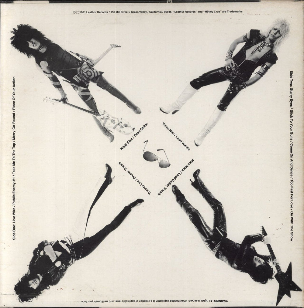 Motley Crue Too Fast For Love - 2nd + Insert 2 US vinyl LP album (LP record)