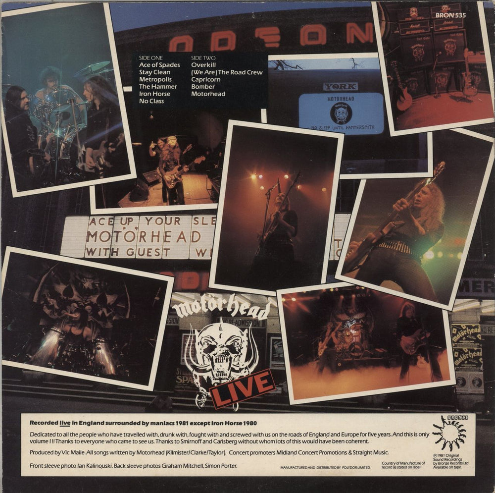 Motorhead No Sleep 'Til Hammersmith - Live Labels - EX UK vinyl LP album (LP record)