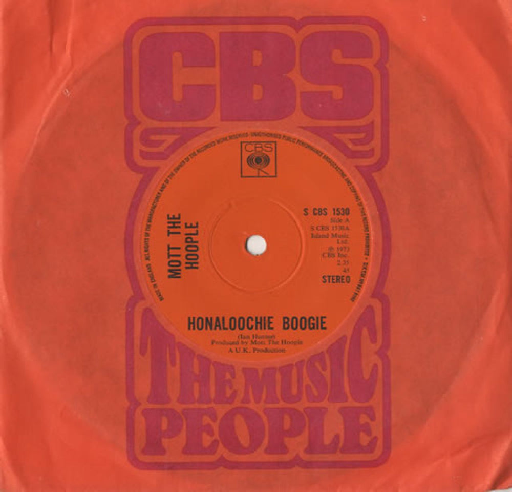 Mott The Hoople Honaloochie Boogie - Solid UK 7" vinyl single (7 inch record / 45) SCBS1530