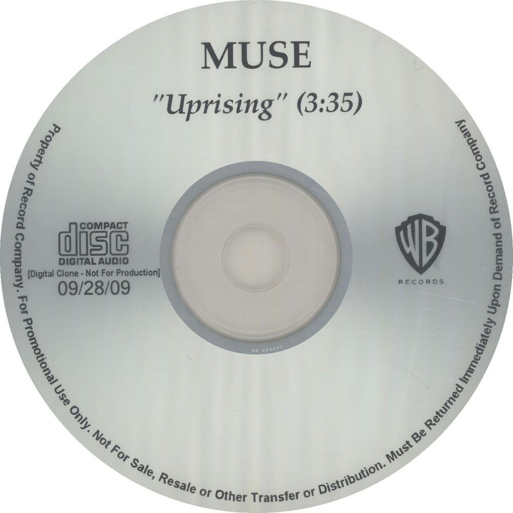 Muse Uprising - 3:35s Version US Promo CD-R acetate CD-R ACETATE