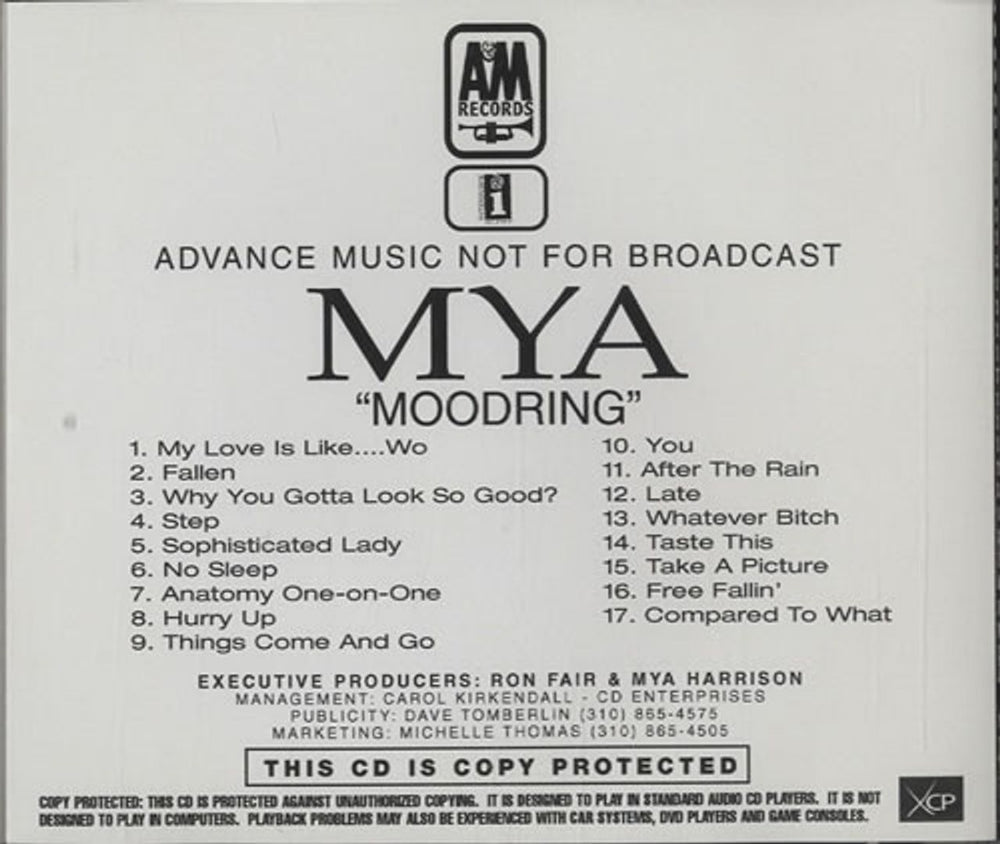 Mya Moodring US Promo CD-R acetate YAMCRMO471785