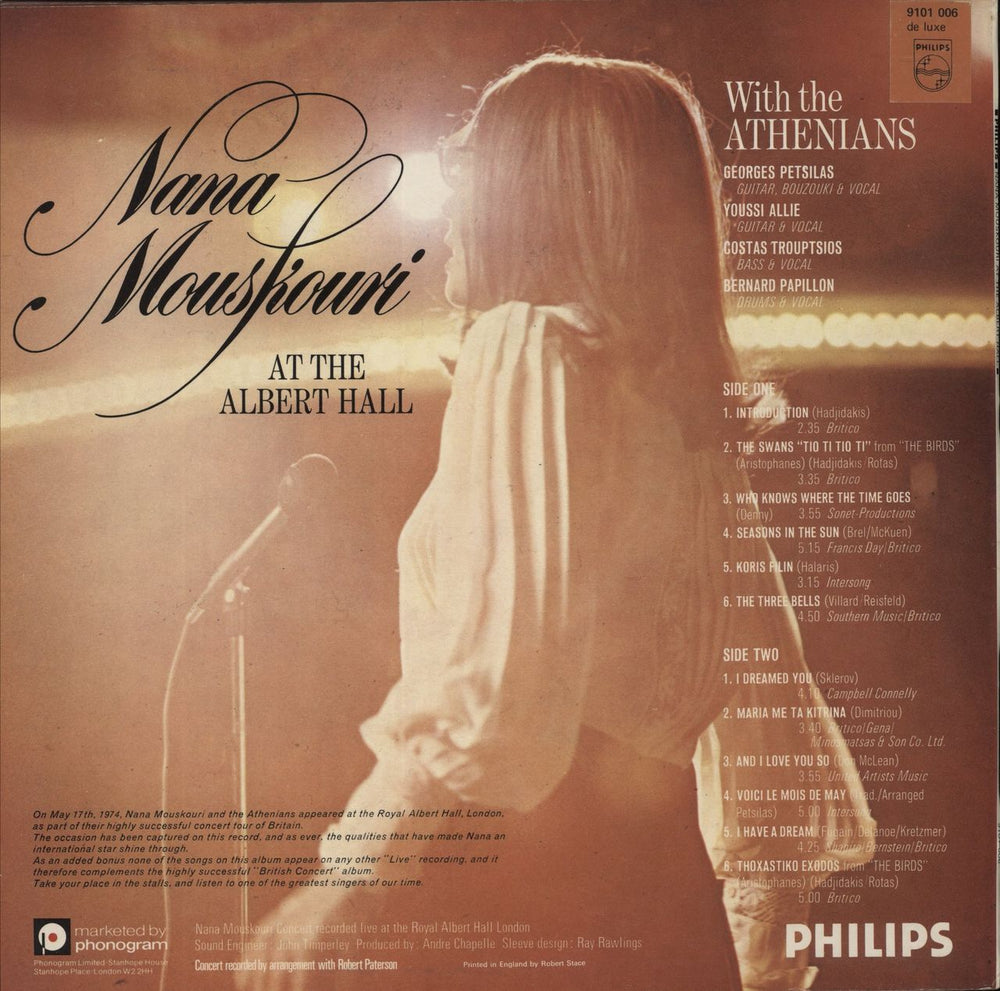 Nana Mouskouri At The Albert Hall UK vinyl LP album (LP record)
