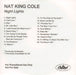 Nat King Cole Night Lights US Promo CD-R acetate CD-R