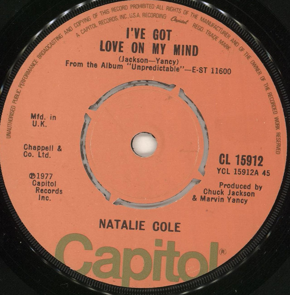 Natalie Cole I've Got Love On My Mind UK Promo 7" vinyl single (7 inch record / 45) CL15912