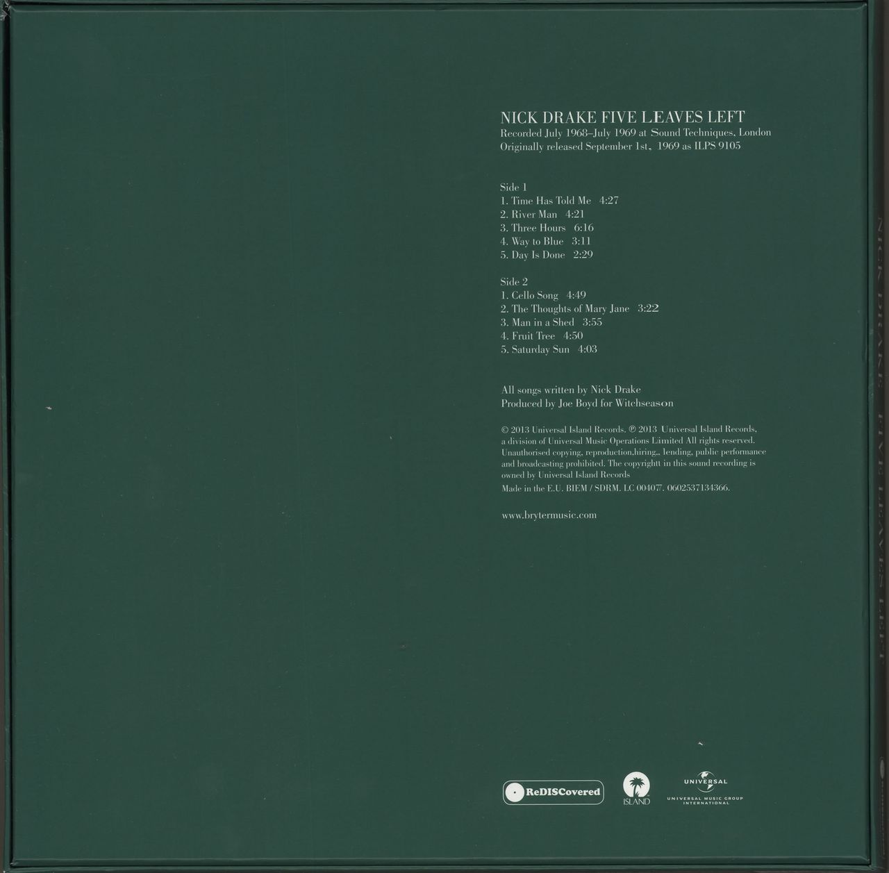 Nick Drake Five Leaves Left - 180gm UK Vinyl box set — RareVinyl.com