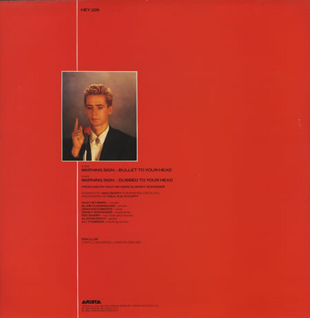 Nick Heyward Warning Sign UK 12" vinyl single (12 inch record / Maxi-single) N-H12WA191954