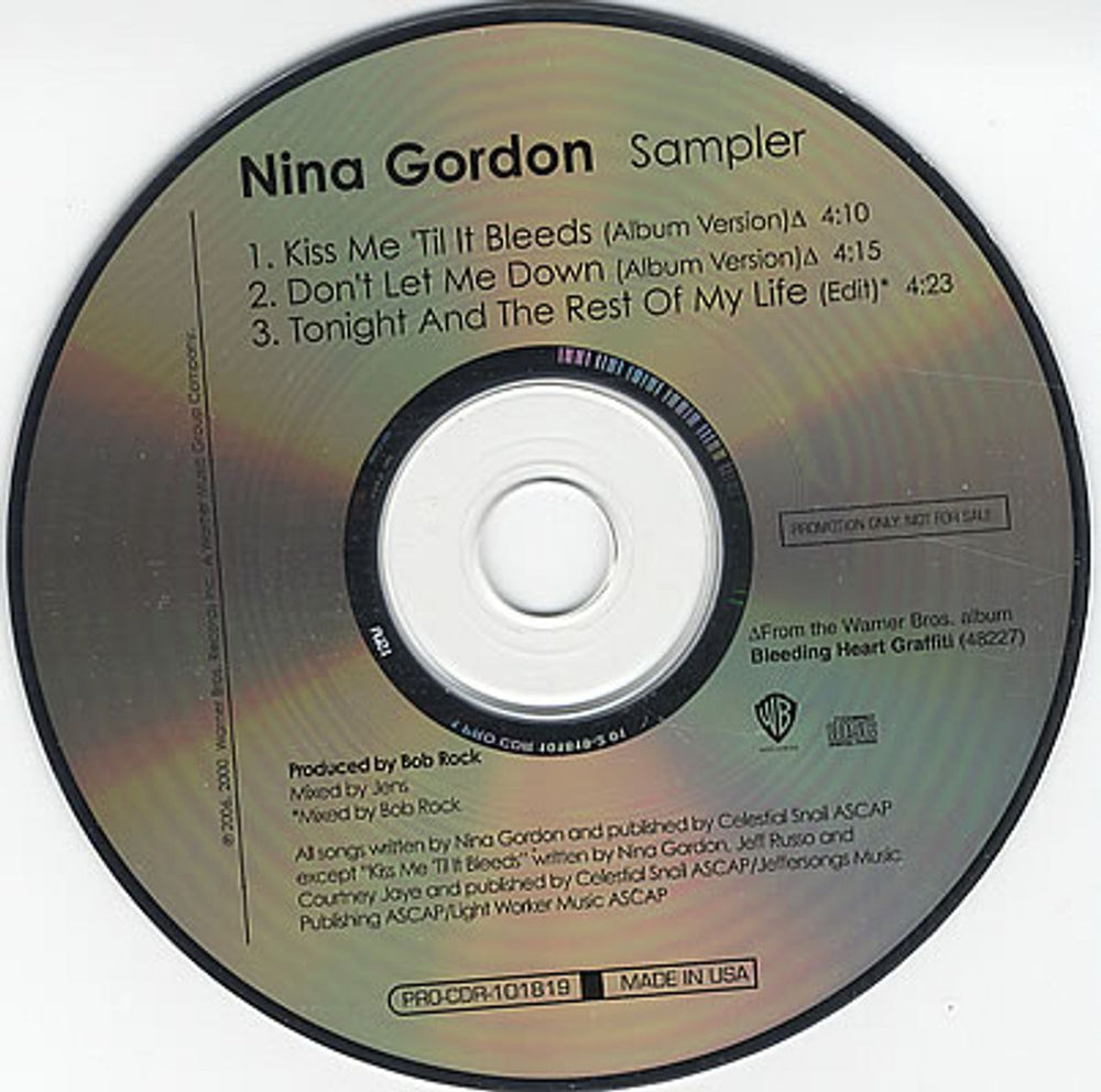 Nina Gordon Sampler US Promo CD single (CD5 / 5") NGOC5SA372055