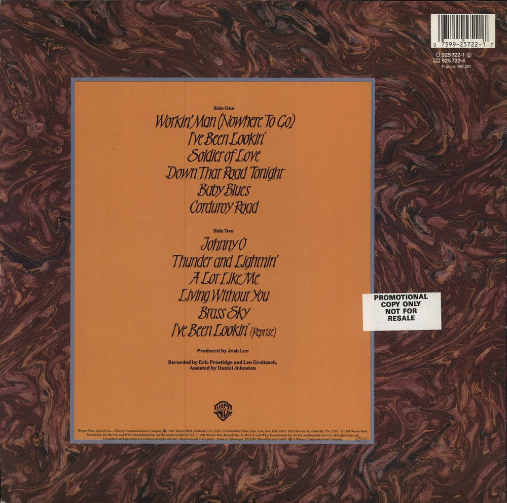 Nitty Gritty Dirt Band Workin' Band German vinyl LP album (LP record) 075992572217