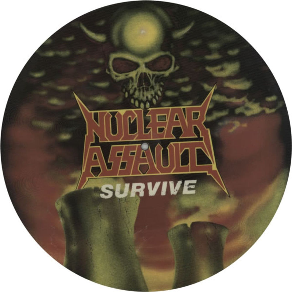 Nuclear Assault Survive UK picture disc LP (vinyl picture disc album) FLAG21P