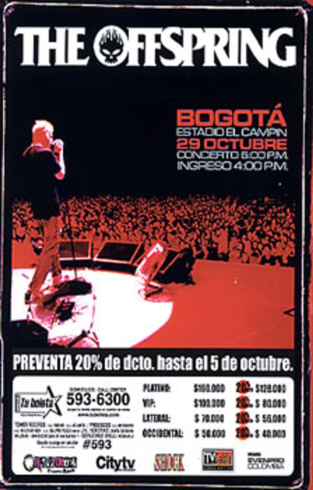 Offspring The Offspring Colombian Promo handbill HANDBILL