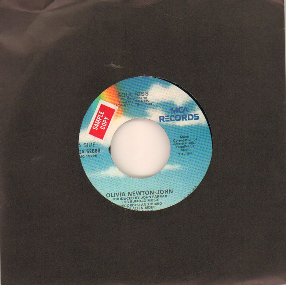 Olivia Newton John Soul Kiss - Sample US 7" vinyl single (7 inch record / 45) MCA-52686