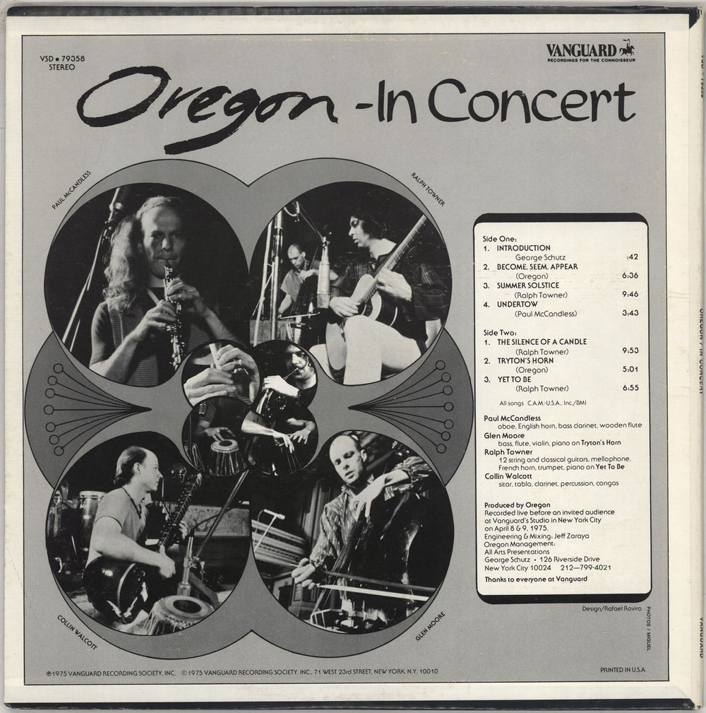 Oregon In Concert US vinyl LP album (LP record)