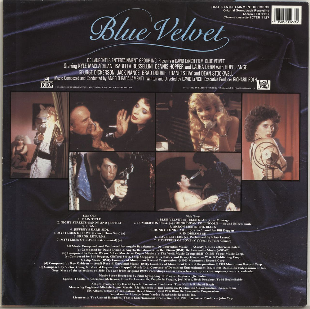 Original Soundtrack Blue Velvet UK vinyl LP album (LP record) 5015062112719