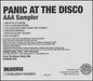 Panic At The Disco AAA Sampler US Promo CD single (CD5 / 5") PRCD504444