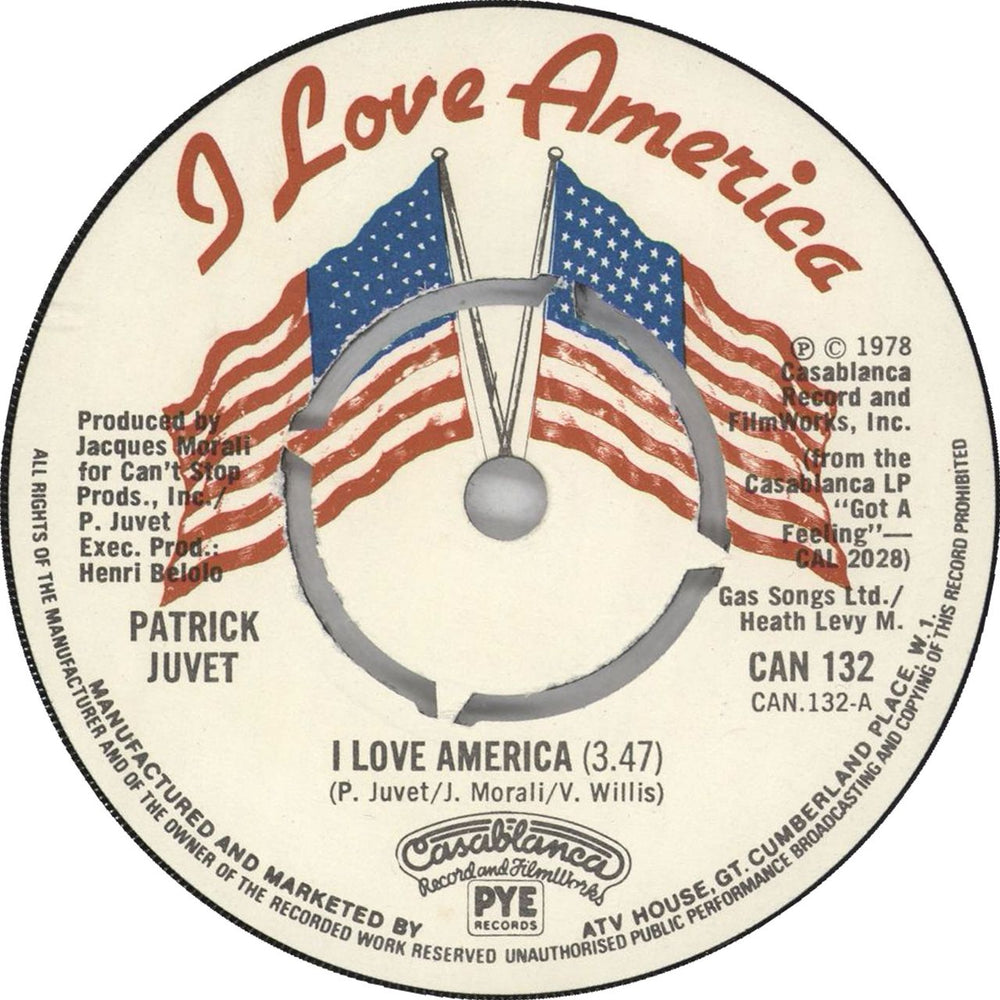 Patrick Juvet I Love America - 4pr UK 7" vinyl single (7 inch record / 45) CAN132