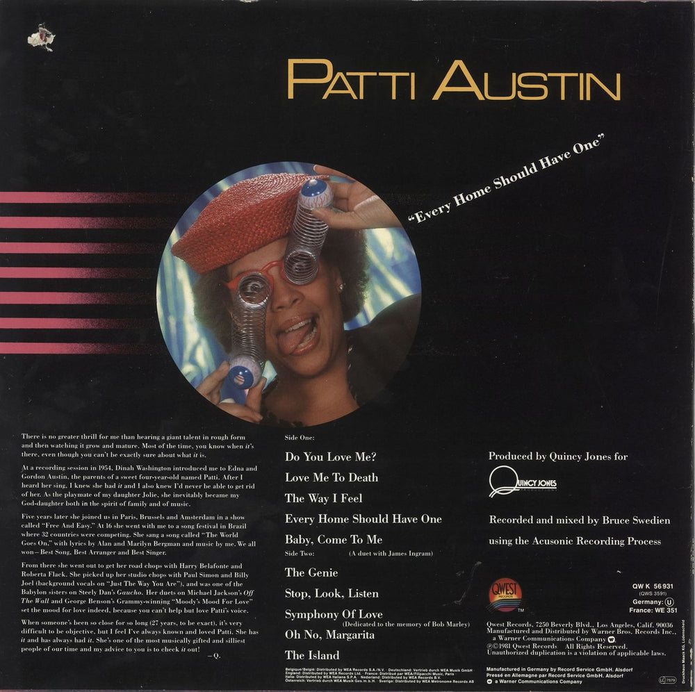 Patti Austin Every Home Should Have One German vinyl LP album (LP record)