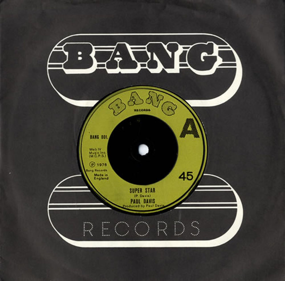 Paul Davis Super Star UK 7" vinyl single (7 inch record / 45) BANG001