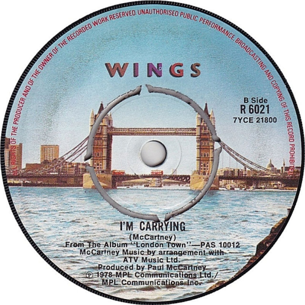 Paul McCartney and Wings London Town UK 7" vinyl single (7 inch record / 45) MCC07LO341997