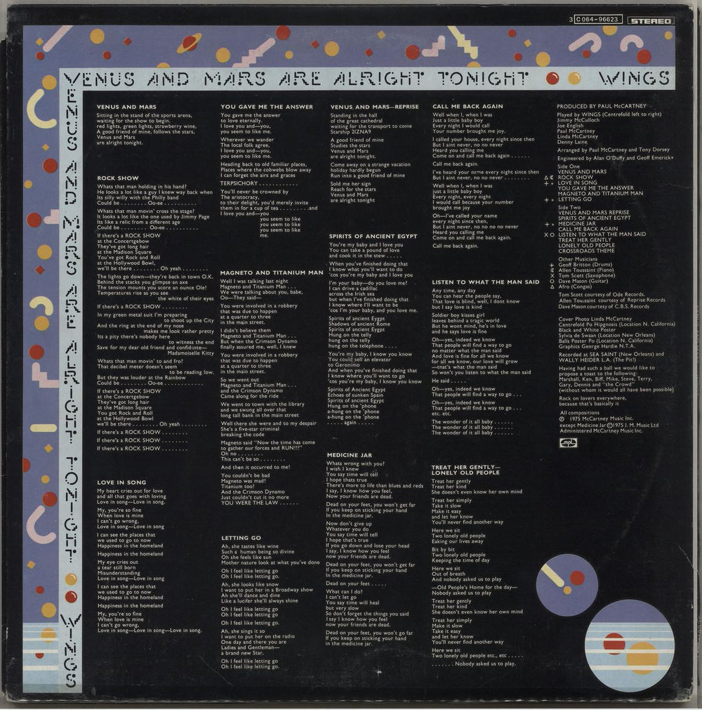 Paul McCartney and Wings Venus And Mars - Complete Italian vinyl LP album (LP record)