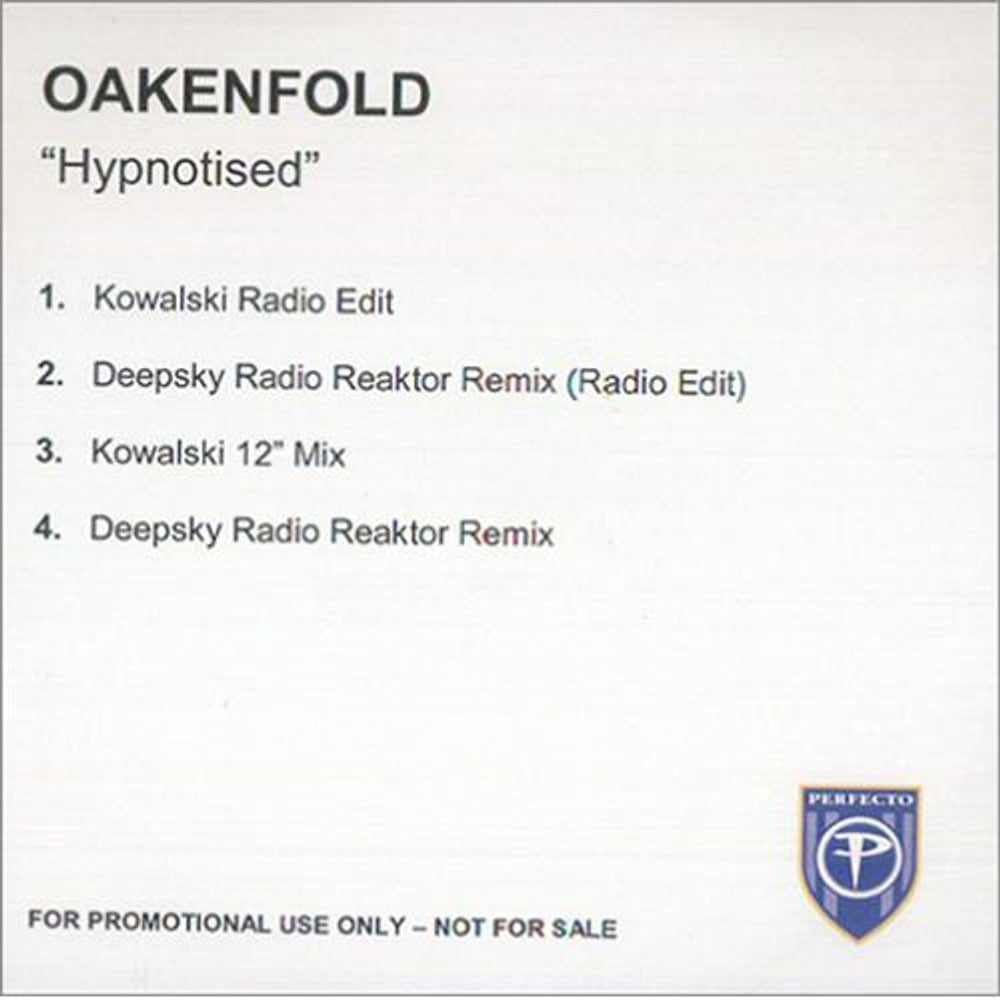 Paul Oakenfold Hypnotised UK Promo CD-R acetate CD-R ACETATE