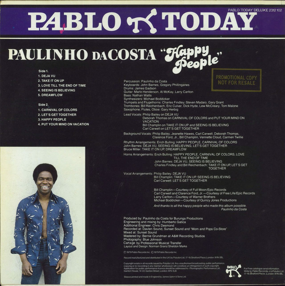 Paulinho Da Costa Happy People UK vinyl LP album (LP record)