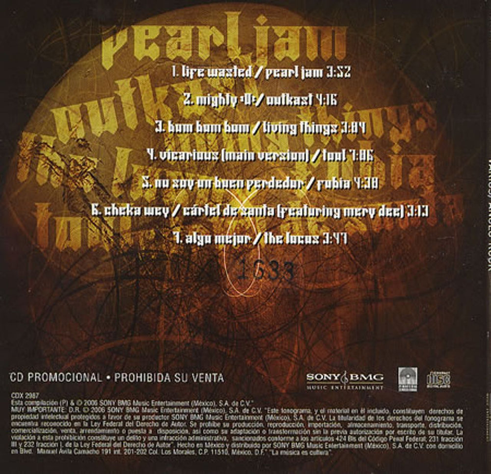 Pearl Jam Life Wasted Mexican Promo CD single (CD5 / 5") PJAC5LI368514