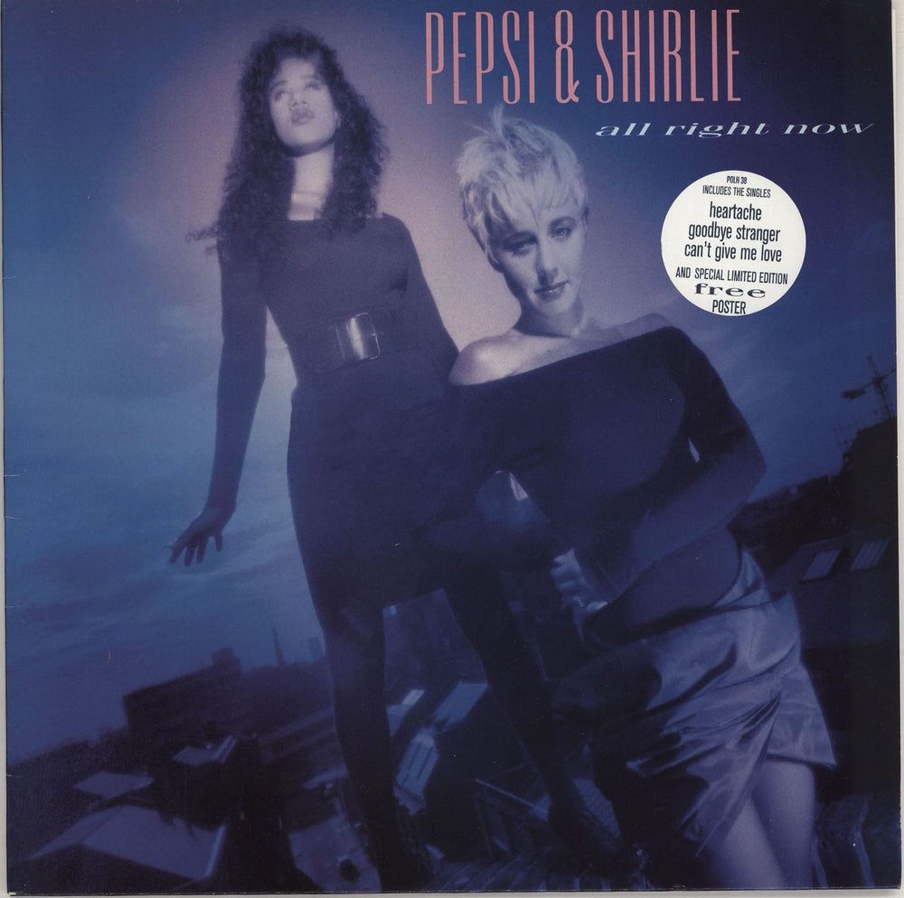 Pepsi & Shirlie All Right Now - hype sticker + poster UK vinyl LP album (LP record) POLH38