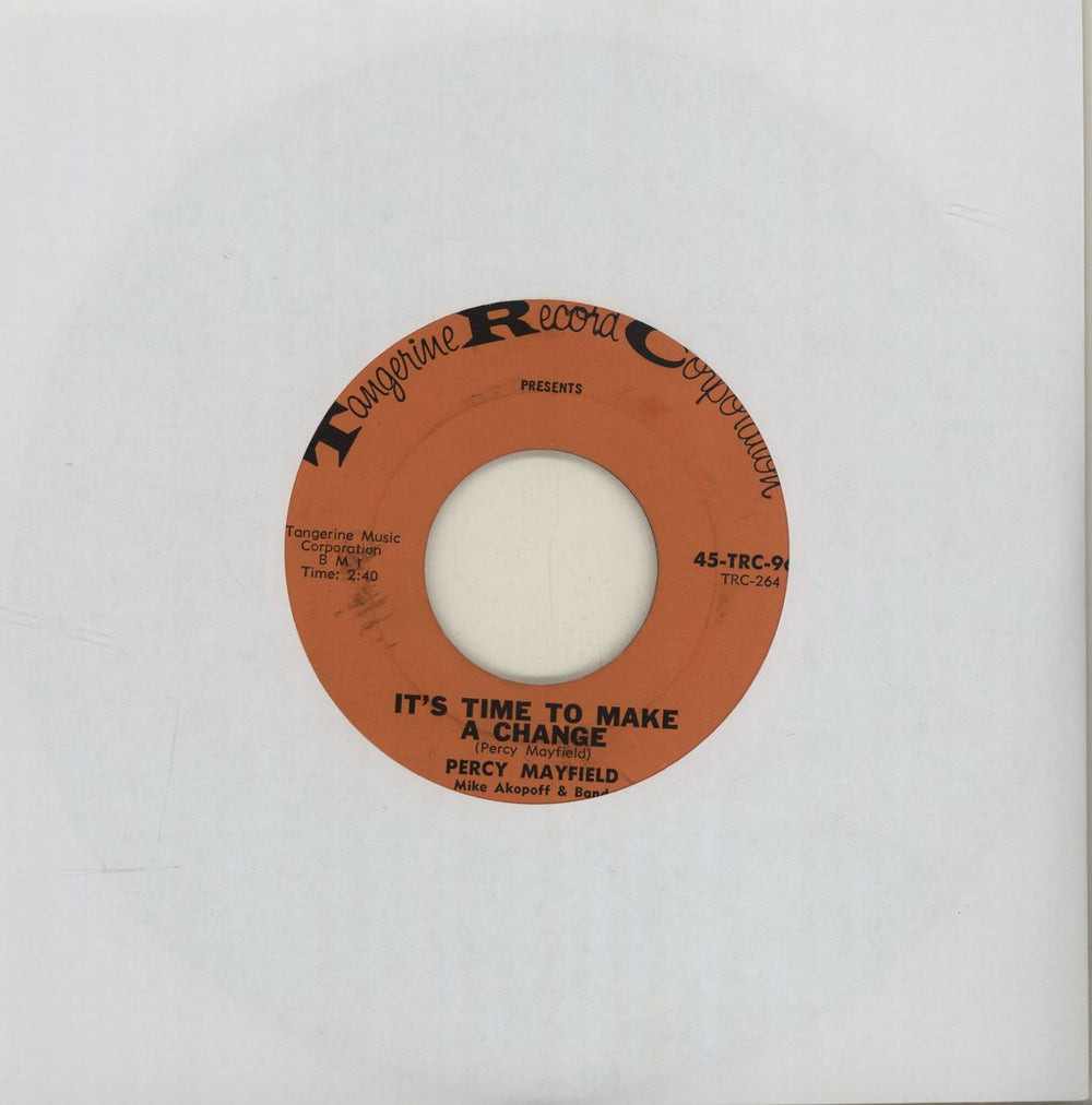 Percy Mayfield It's Time To Make A Change US 7" vinyl single (7 inch record / 45) 45-TRC-966