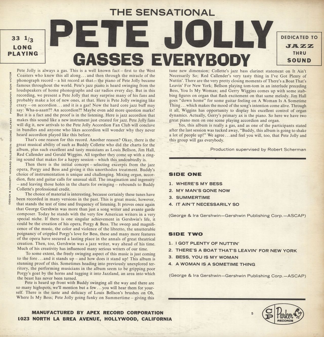 Pete Jolly The Sensational Pete Jolly Gasses Everybody US Vinyl LP