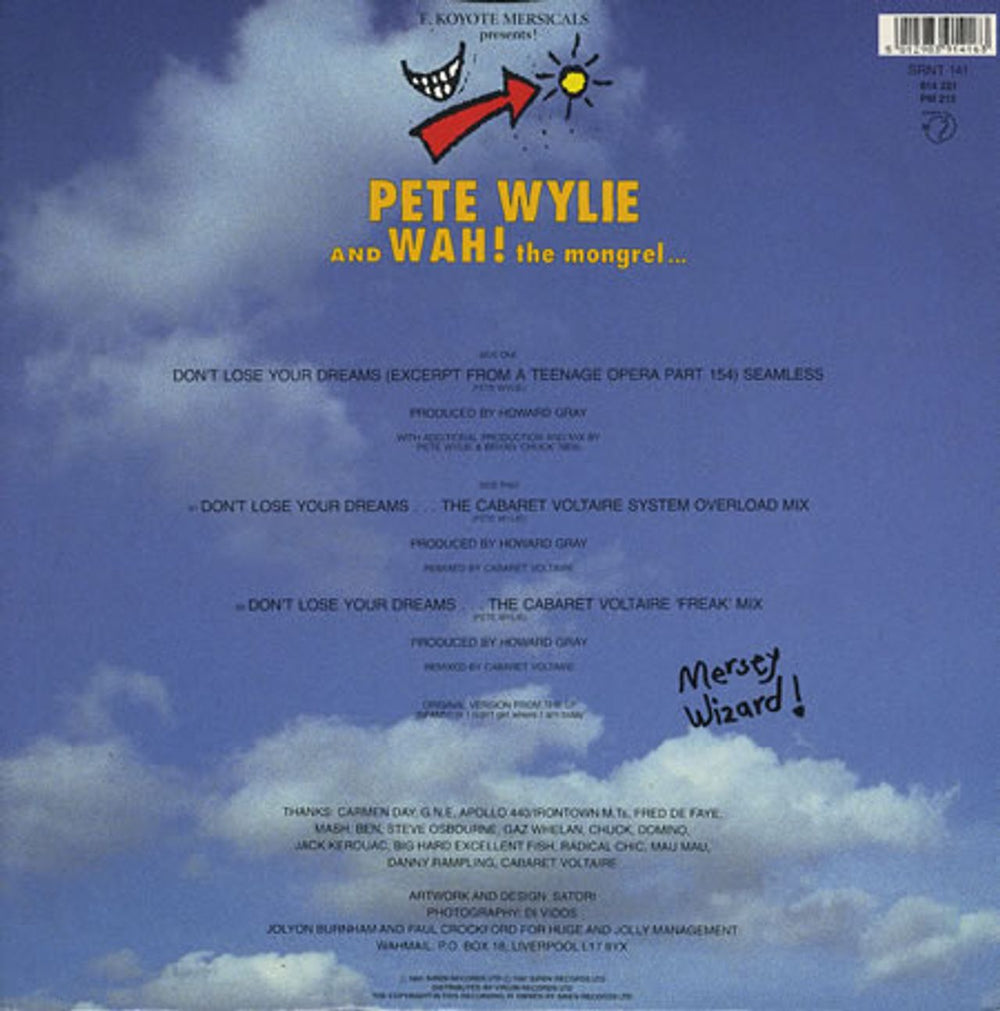 Pete Wylie Don't Lose Your Dreams UK 12" vinyl single (12 inch record / Maxi-single) PWY12DO99938