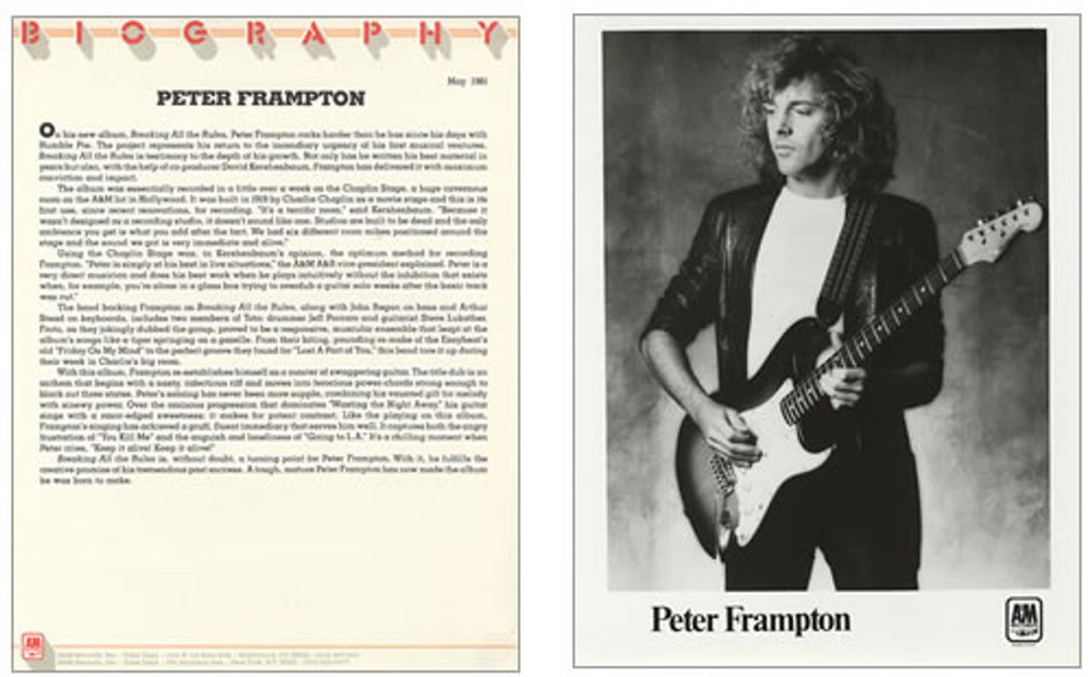 Peter Frampton Peter Framton US Promo media press pack PFRPPPE204119